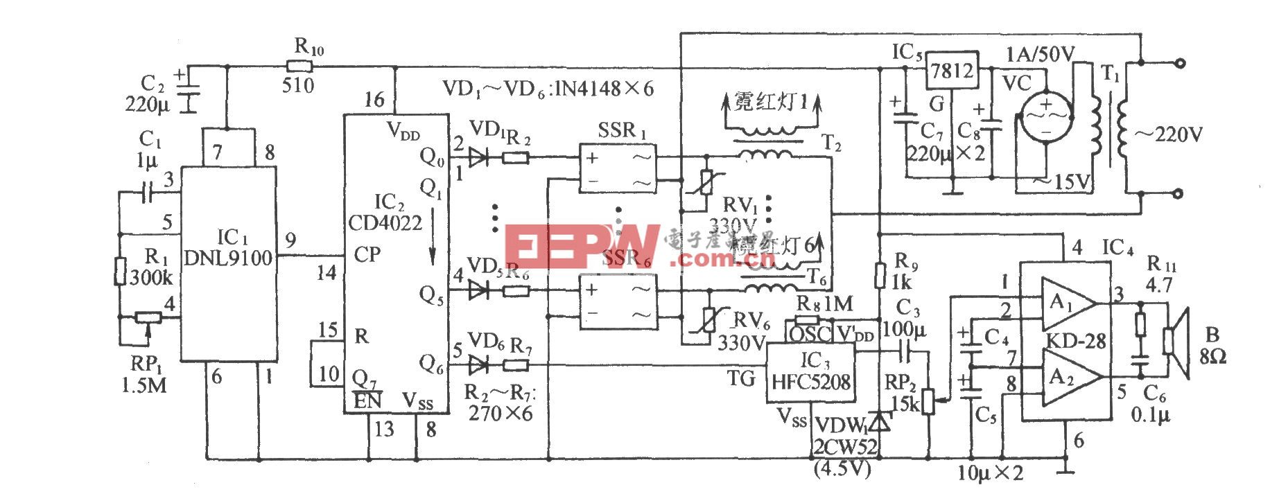 霓虹灯图案控制电路(DNL9100)